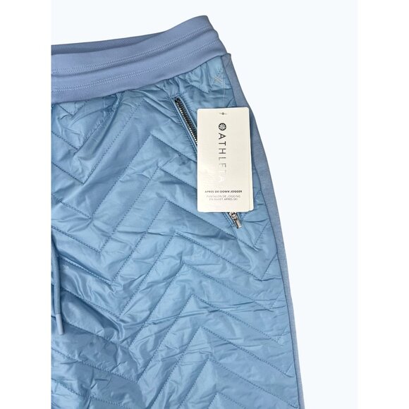 Athleta Womens Apres Ski Down Quilted Jogger Pants Heron Blue Drawstring 12P - Picture 15 of 16